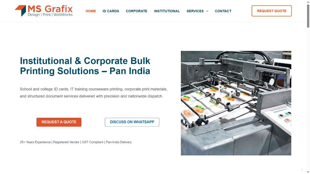 MS Grafix website homepage