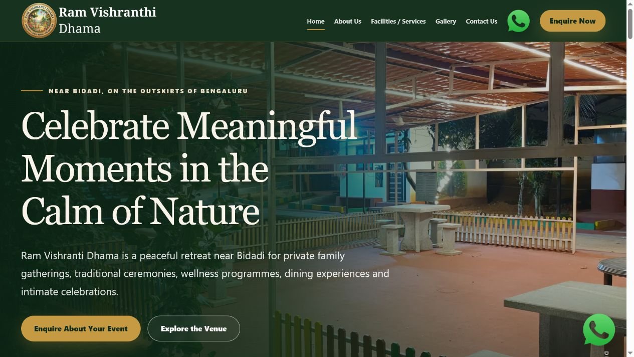 Ram Vishranti Dhama website homepage